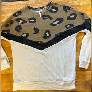 My Story Leopard Print Chevron Long Sleeve Pullover